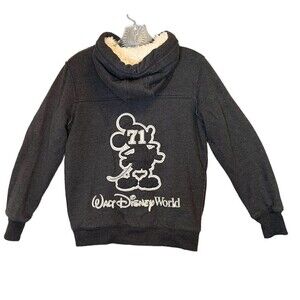 Walt Disney World 71 Mickey Mouse Small Faux Fur Lined Hoodie Zip Up Sweatshirt
